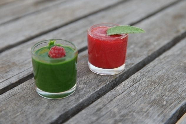 coulis épinards et framboise