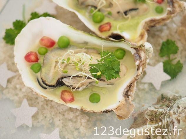 Huitres chaudes aux petits pois