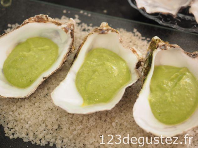 Huitres chaudes aux petits pois
