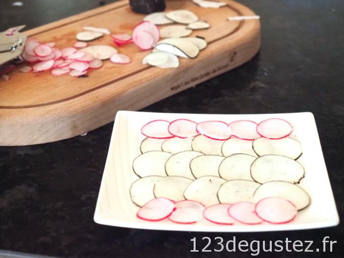 carpaccio radis noir et rose