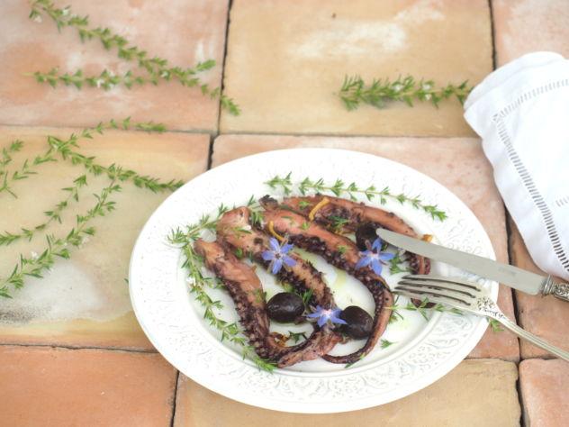 poulpe confit à l'huile d'olive