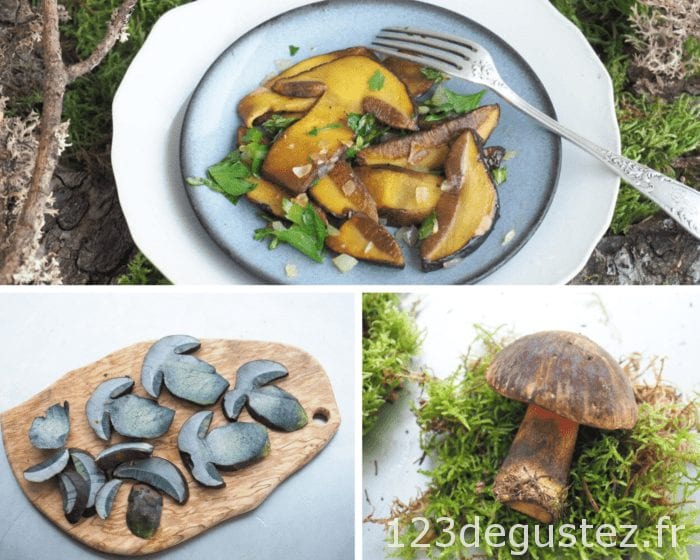 poêlée de champignons bolet à pied rouge