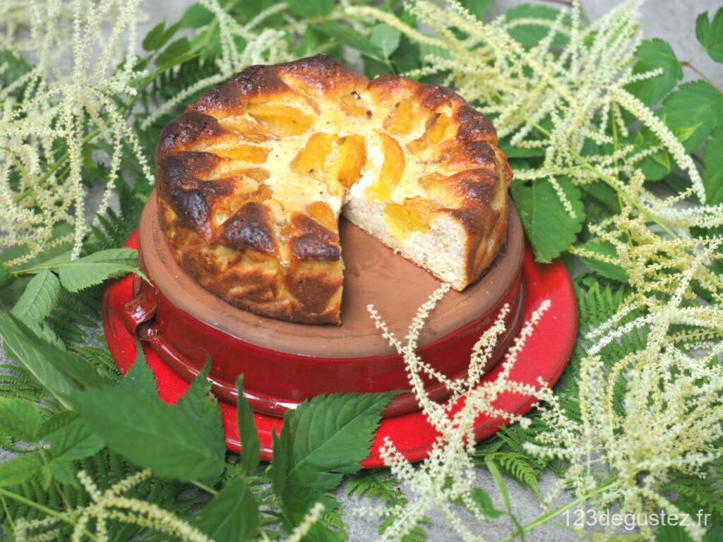 gâteau pêche et fromage de chèvre