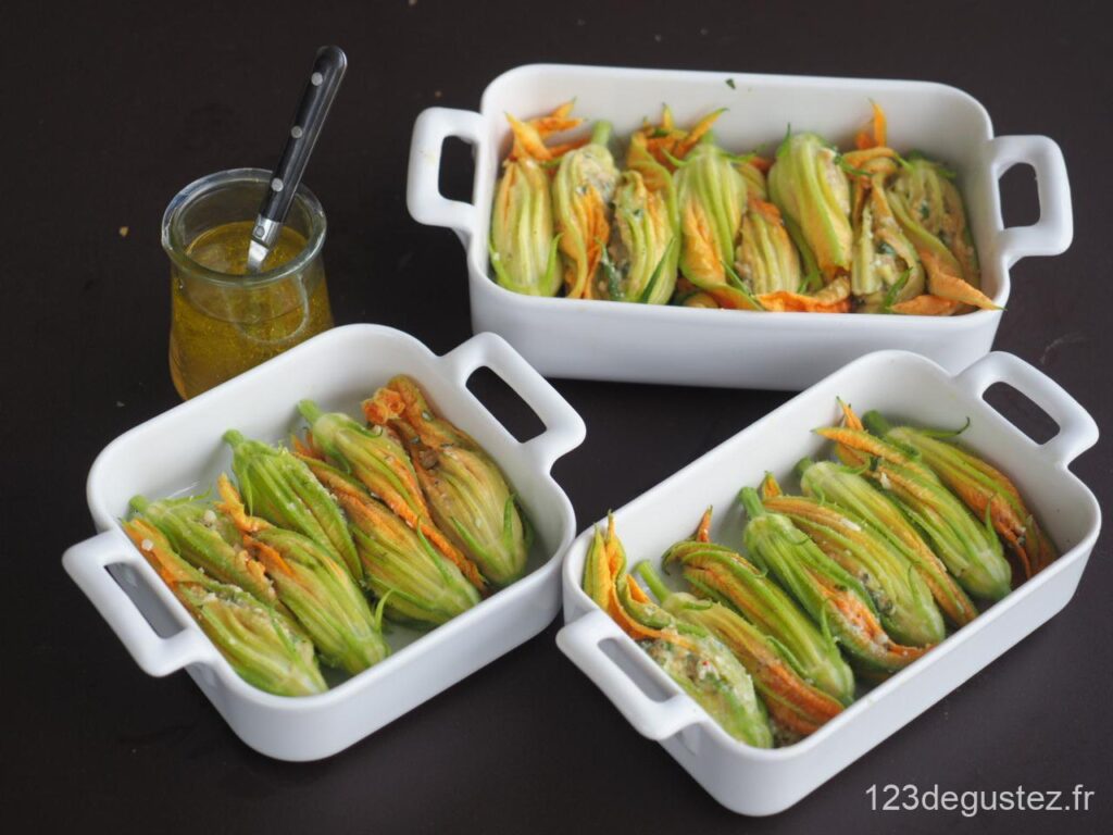 fleurs de courgette farcies aux 3 fromages
