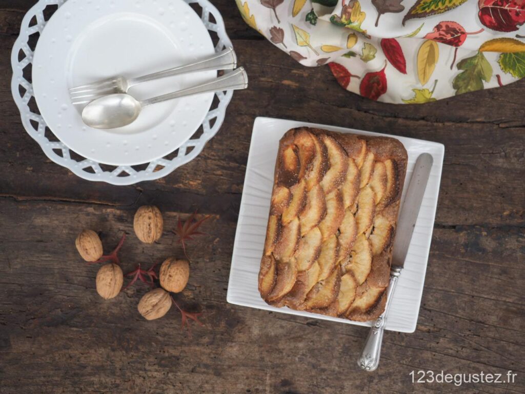 gateau noix et pomme