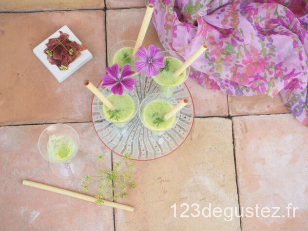 soupe froide courgette petits pois